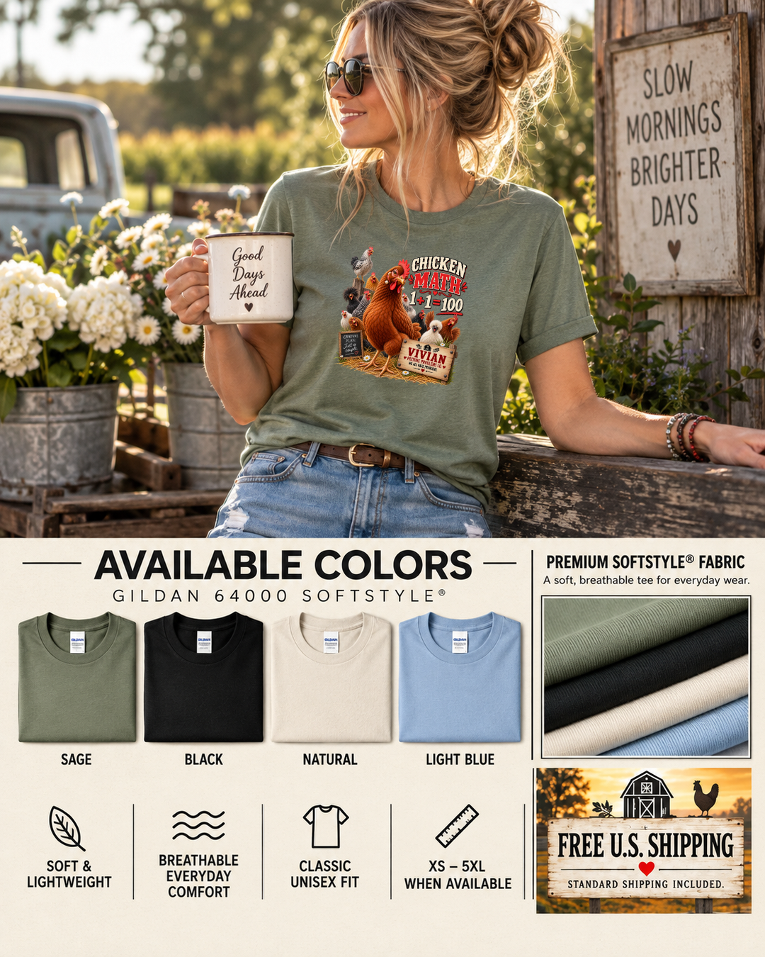 Vivian Chicken Math funny chicken keeper shirt mockup