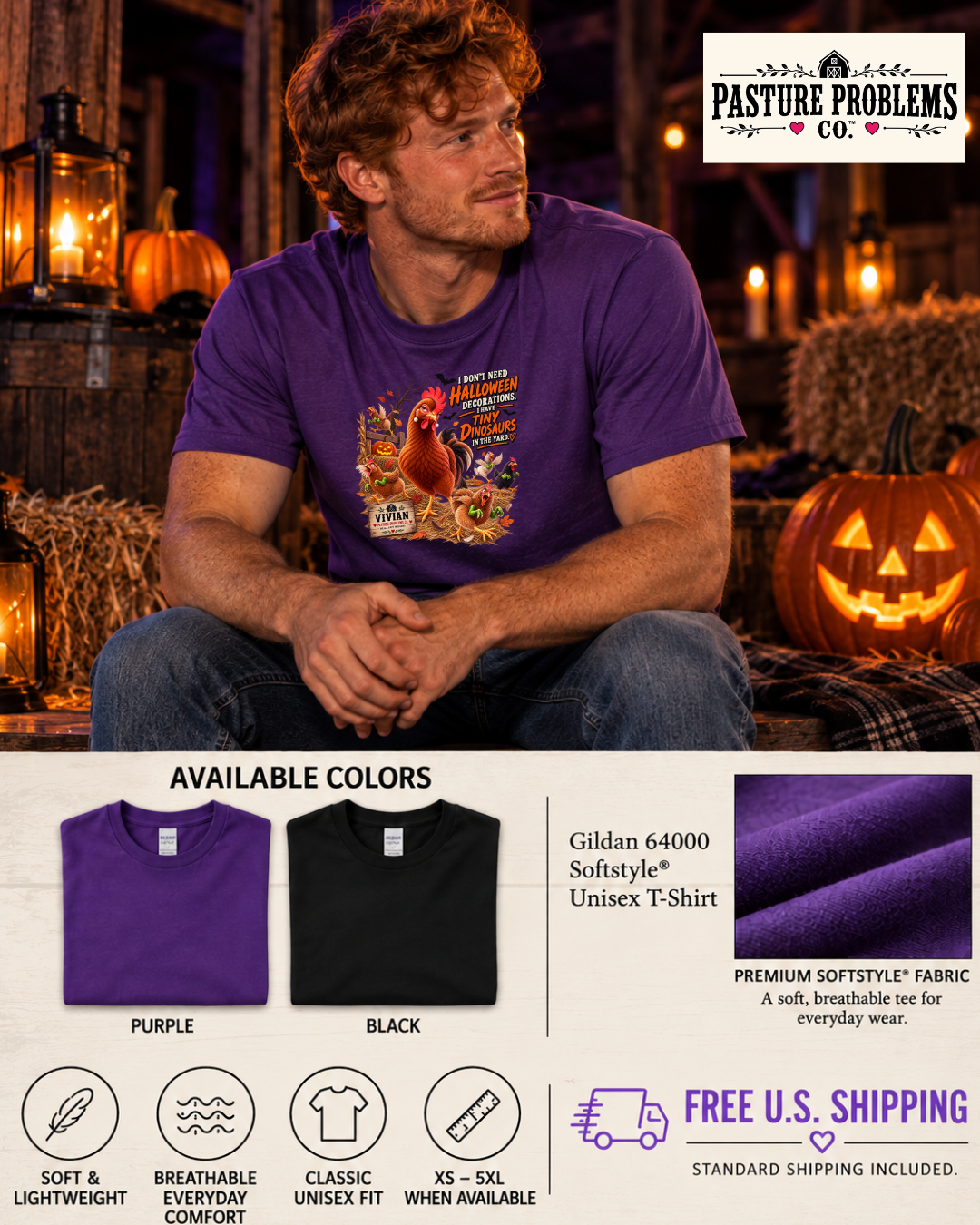 Funny Halloween chicken T-shirt featuring Vivian