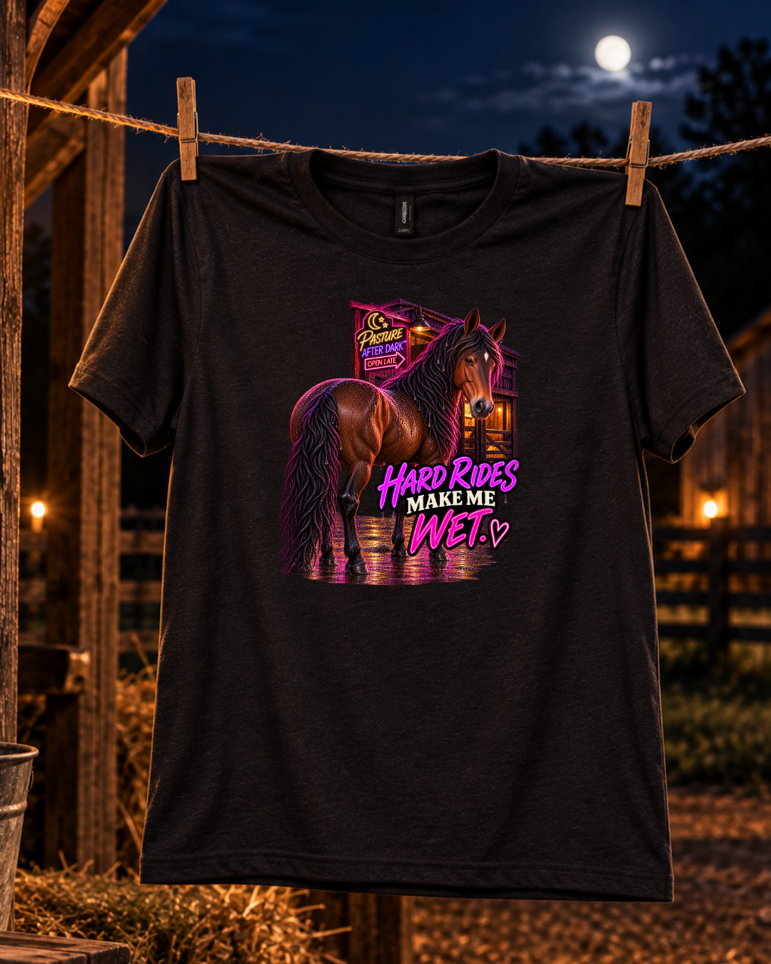 Hard Rides Make Me Wet – Gloria Horse T-Shirt — Gloria horse shirt product image