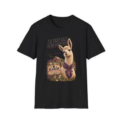 Blanche Easy to Get Along With funny llama T-shirt