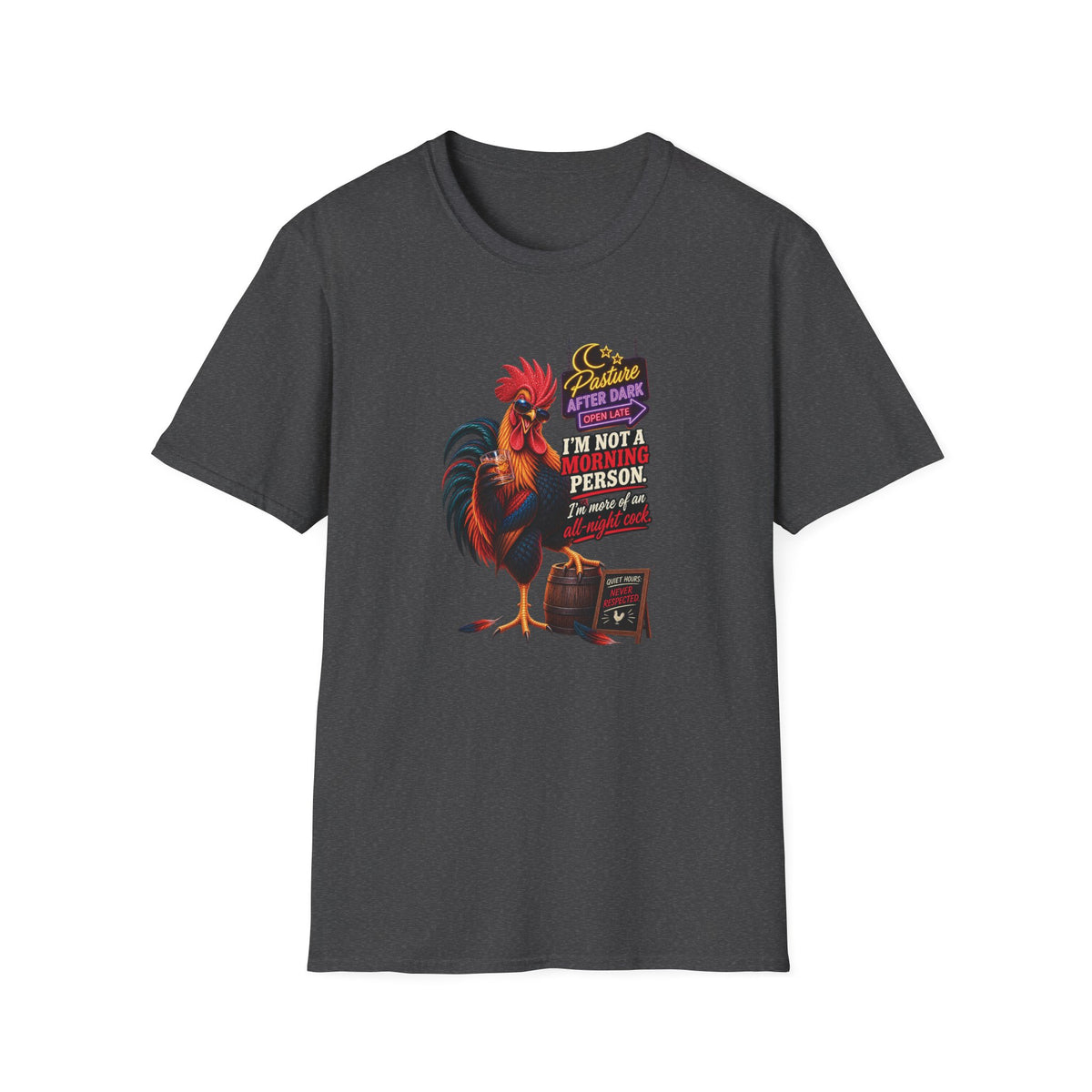 Randy All-Night Cock adult rooster shirt product mockup
