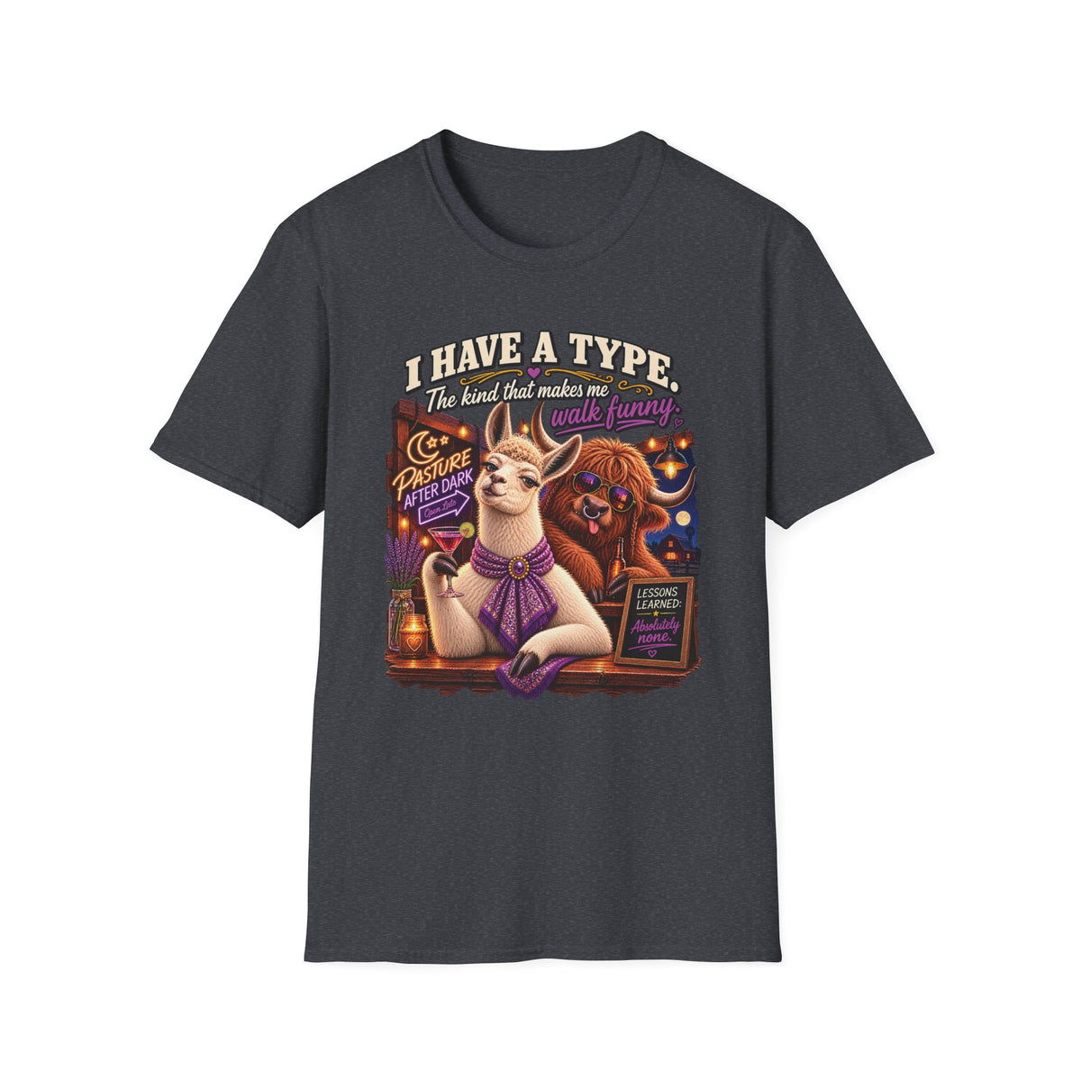 Blanche I Have a Type adult llama shirt product mockup