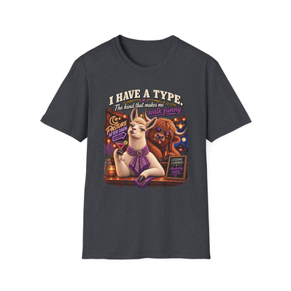 Blanche I Have a Type adult llama shirt product mockup