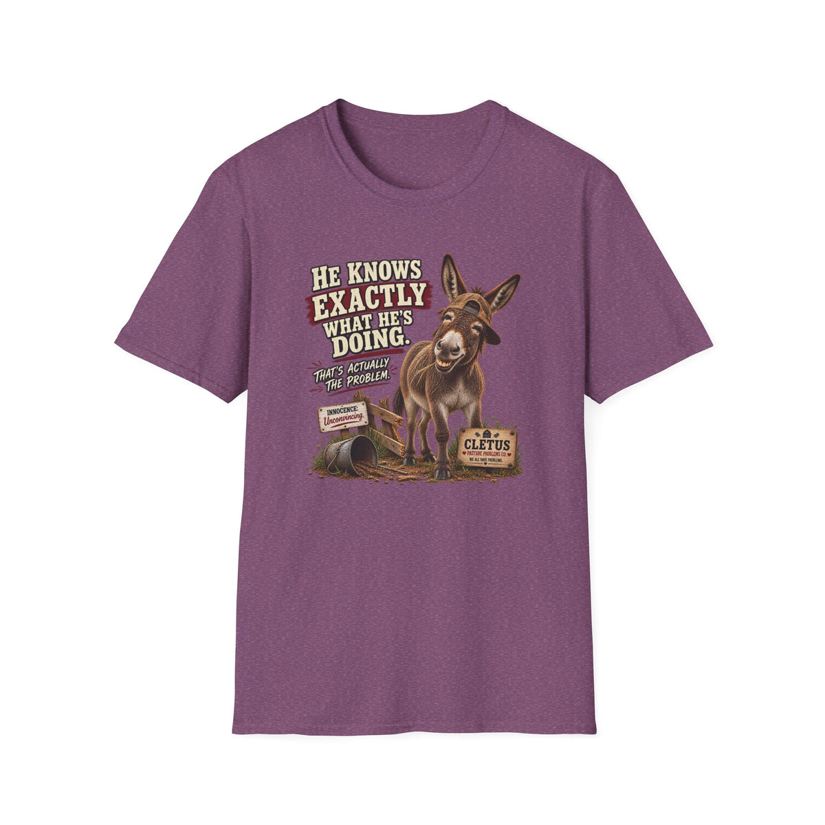 Cletus He Knows Exactly What He's Doing donkey T-shirt