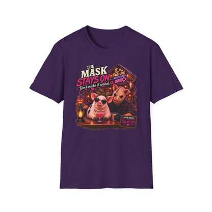 Funny adult Halloween pig T-shirt featuring Pearl