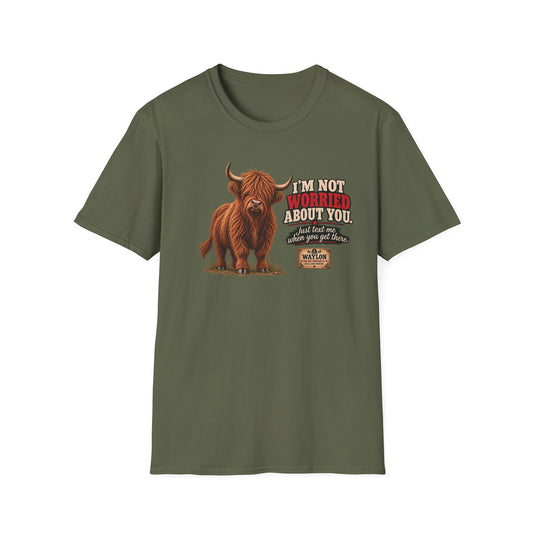 I’m Not Worried About You — Funny Protective Highland Cow T-Shirt — Waylon Highland cow shirt product image