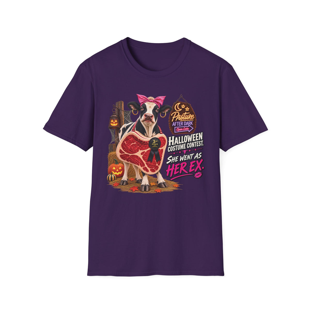 Mabel She Went as Her Ex adult Halloween cow T-shirt