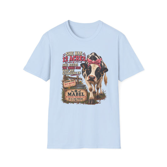 Mabel She Has 12 Acres funny cow shirt product mockup