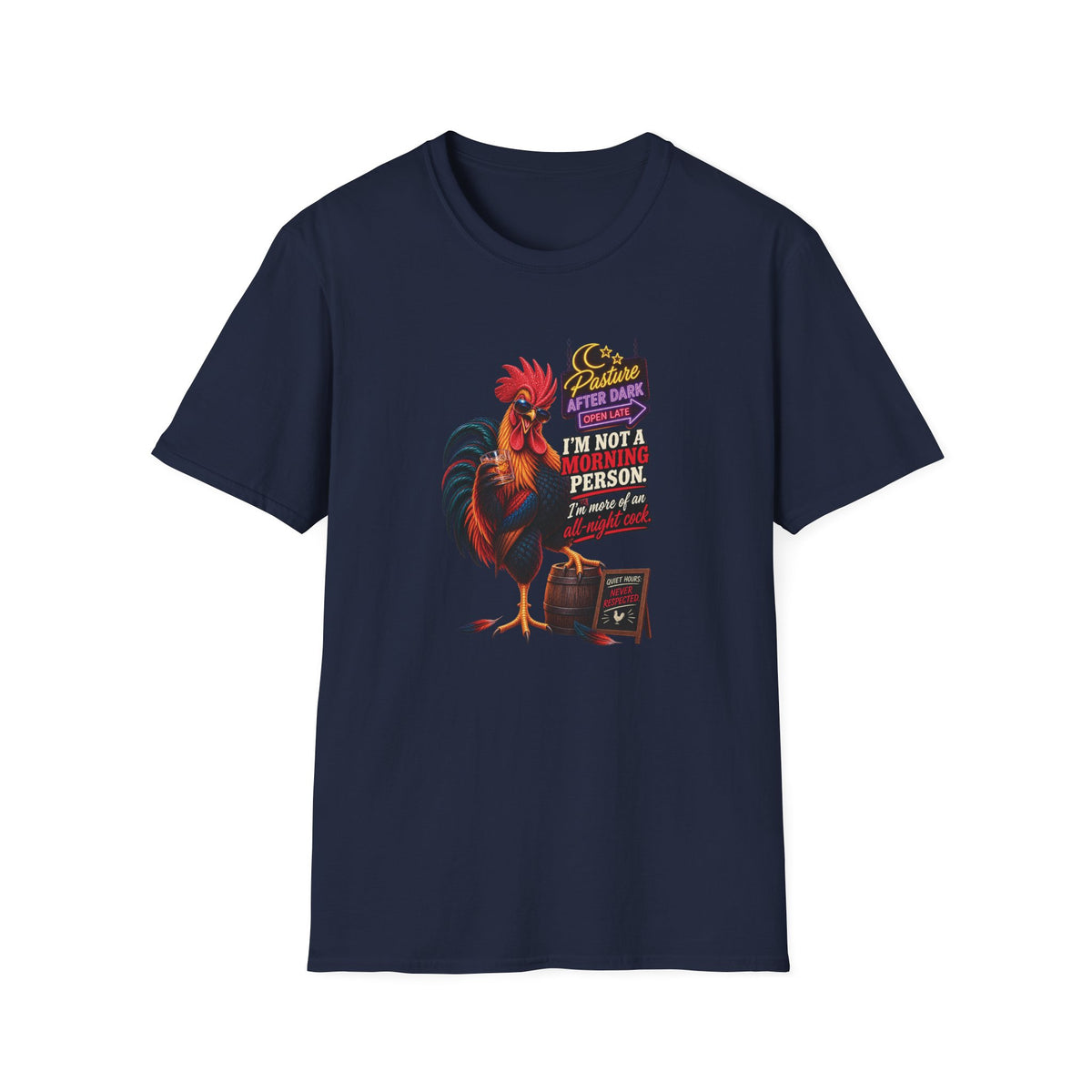 Randy All-Night Cock adult rooster T-shirt