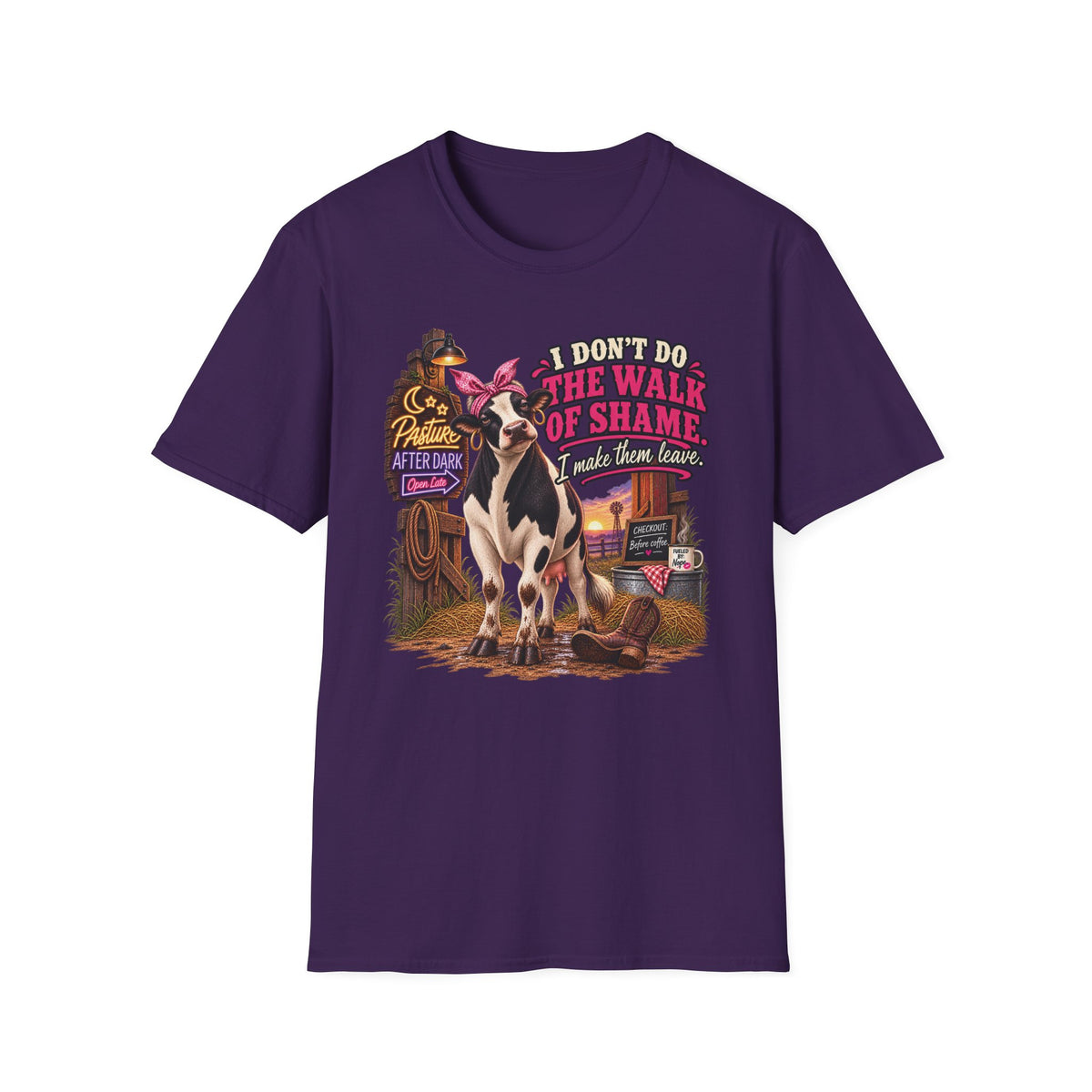 Mabel I Don't Do the Walk of Shame adult cow T-shirt