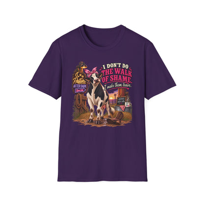 Mabel I Don't Do the Walk of Shame adult cow T-shirt