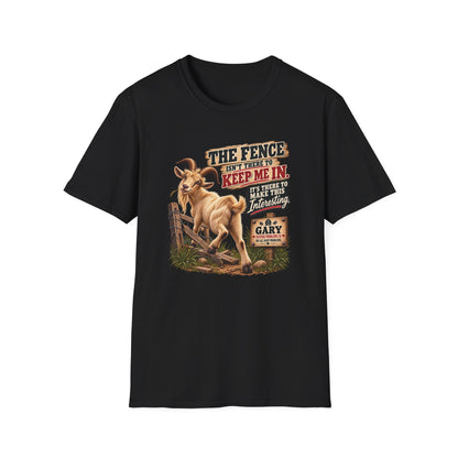 Funny goat fence T-shirt featuring Gary product image