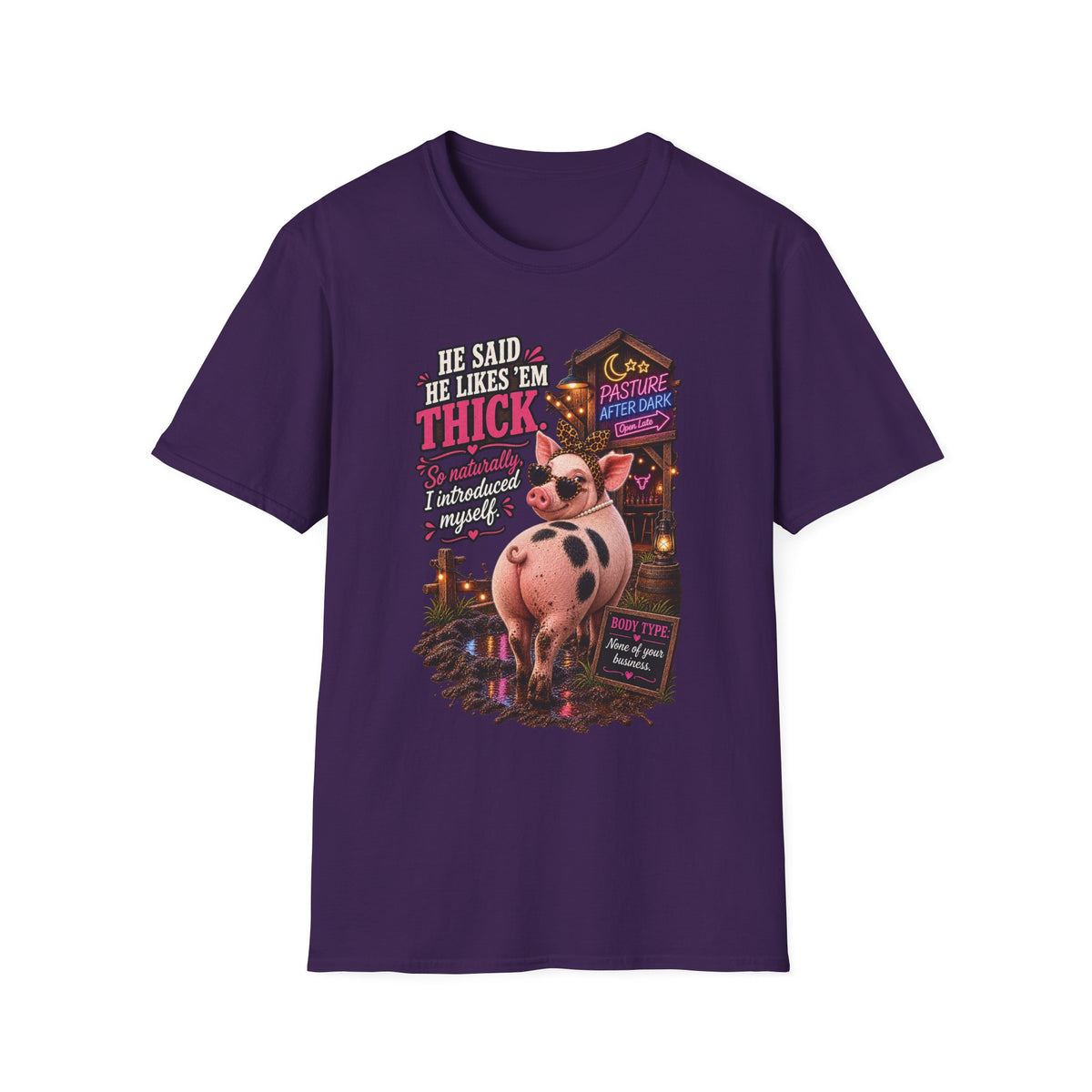 Pearl He Likes 'Em Thick adult pig T-shirt