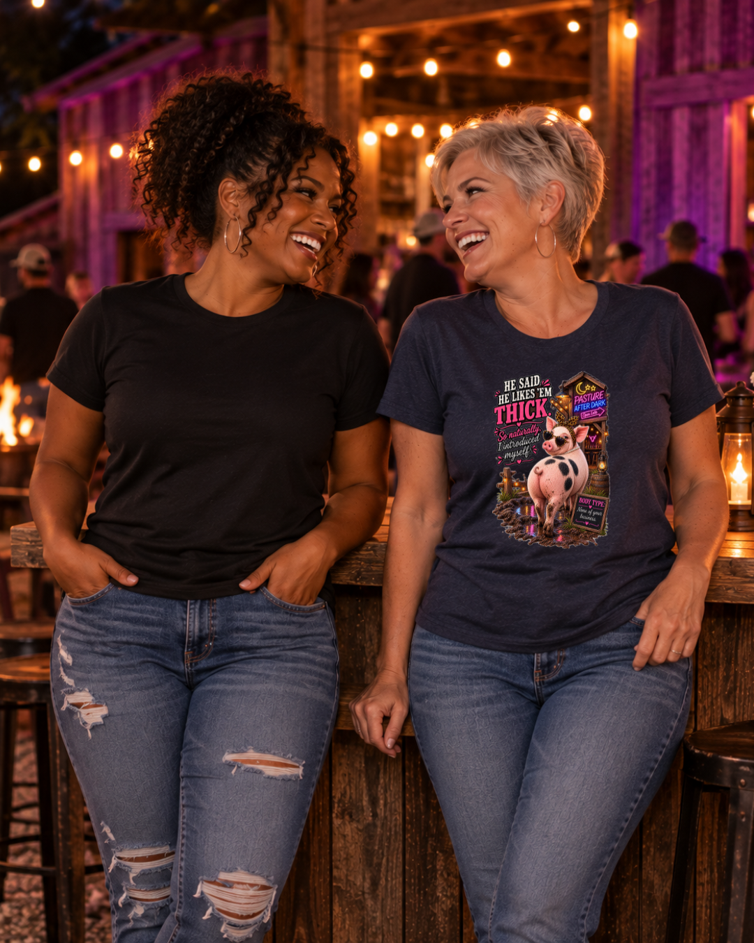 Adult farm humor T-shirt featuring Pearl