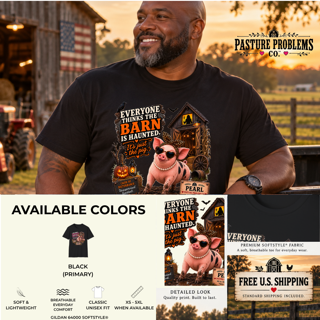 Funny Halloween pig T-shirt featuring Pearl