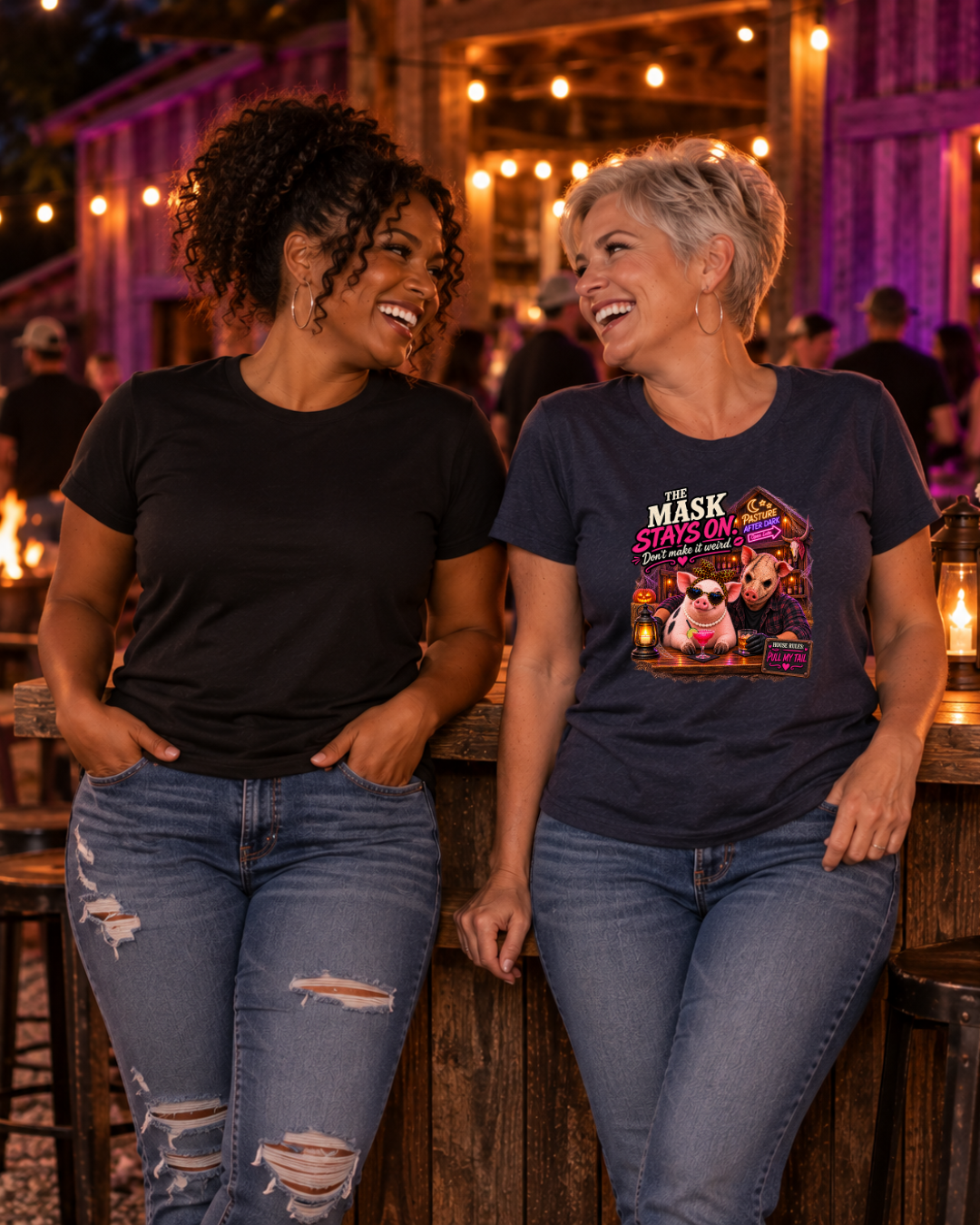 Pasture After Dark Pearl spooky pig humor shirt