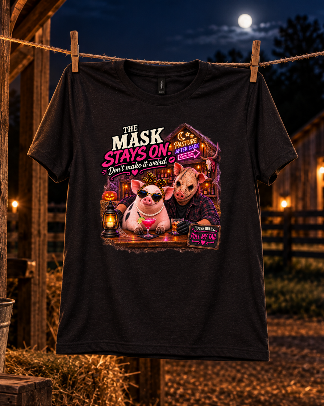 The Mask Stays On Halloween pig shirt product image