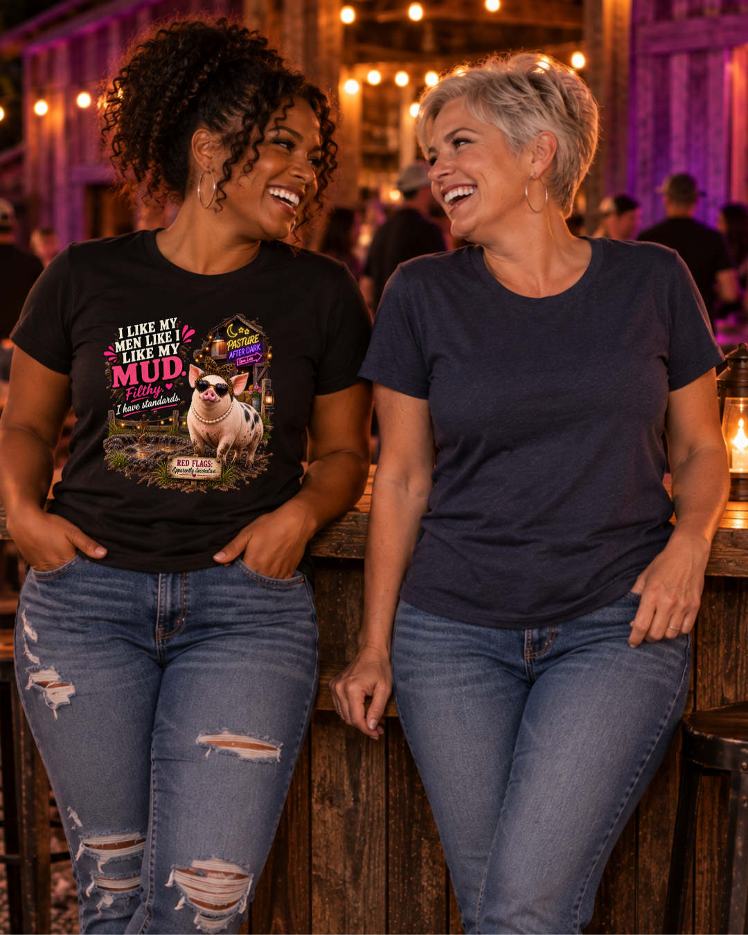I Like My Men Like My Mud pig shirt product mockup