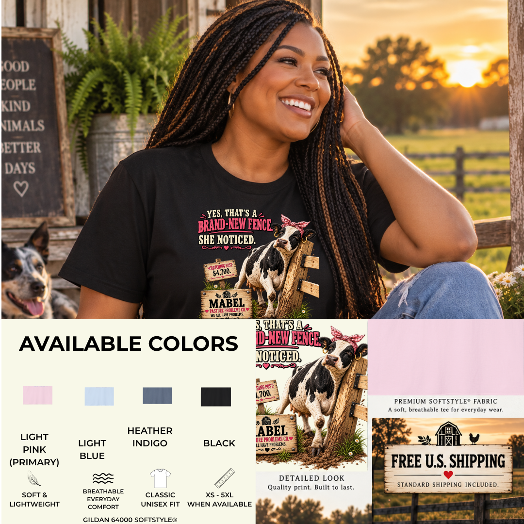 Funny farm cow shirt featuring Mabel product mockup