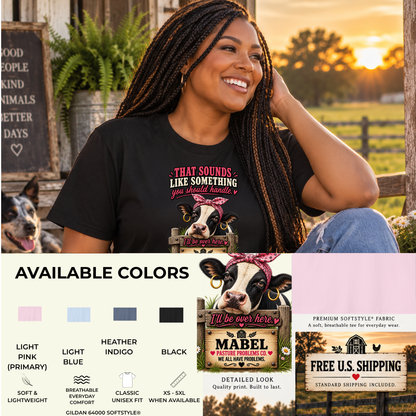 Funny cow T-shirt featuring Mabel's unimpressed attitude