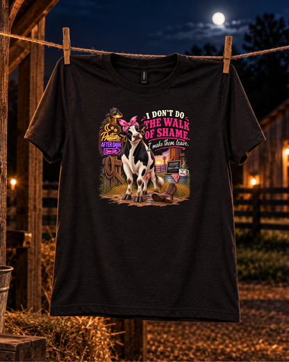 Funny adult cow T-shirt featuring Mabel