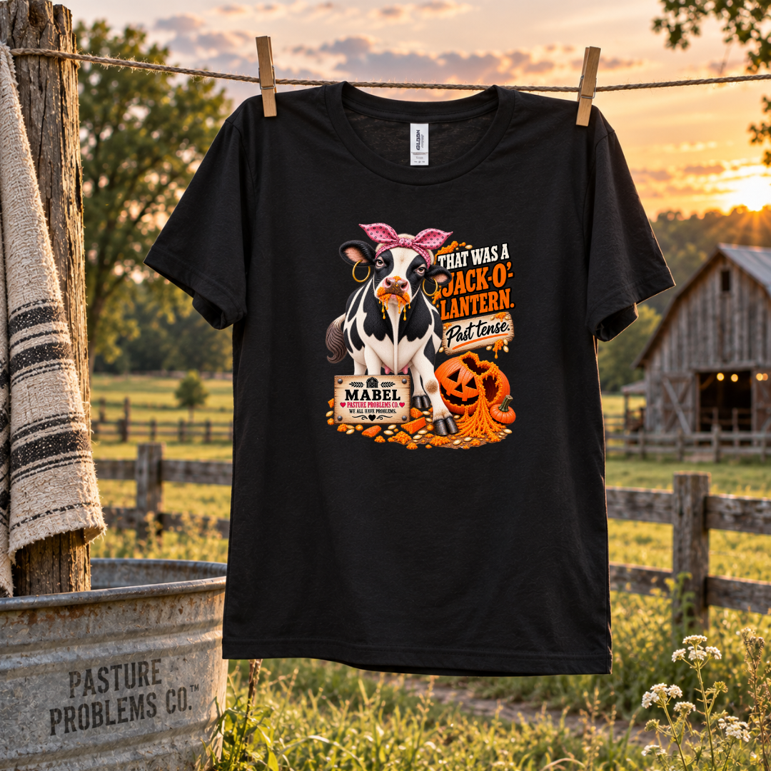 Mabel That Was a Jack-O-Lantern Halloween cow T-shirt