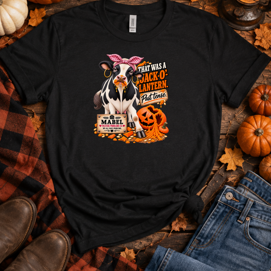 Mabel Jack-O-Lantern Halloween cow shirt product mockup