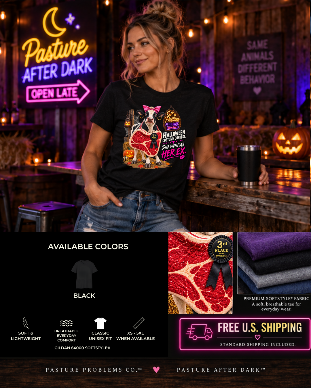 Mabel She Went as Her Ex adult Halloween cow shirt mockup