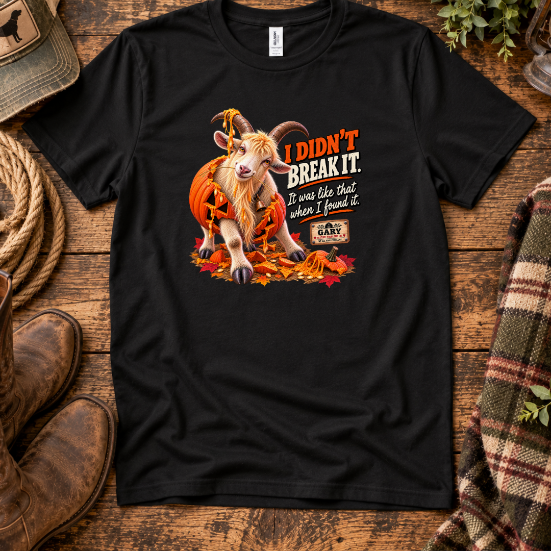 I Didn't Break It Gary Halloween goat shirt product mockup