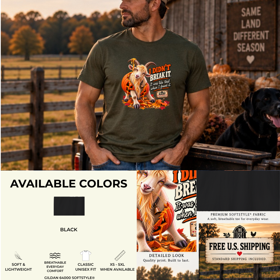 Funny Halloween goat T-shirt featuring Gary and smashed pumpkins