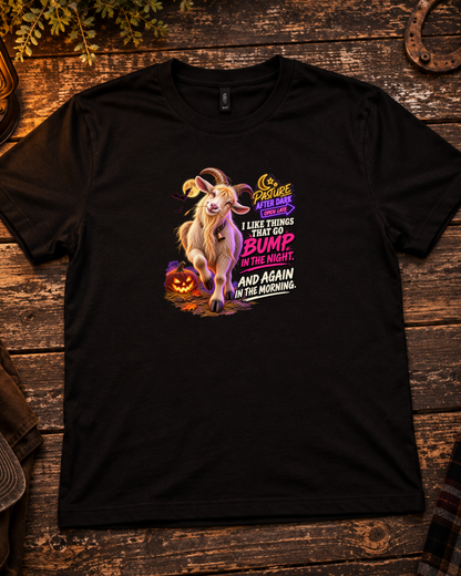 Funny adult Halloween goat T-shirt featuring Gary