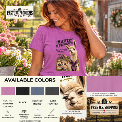 Easy to Get Along With Blanche llama shirt product mockup