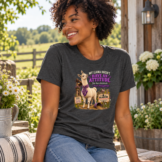 She Doesn't Spit for No Reason llama shirt product mockup