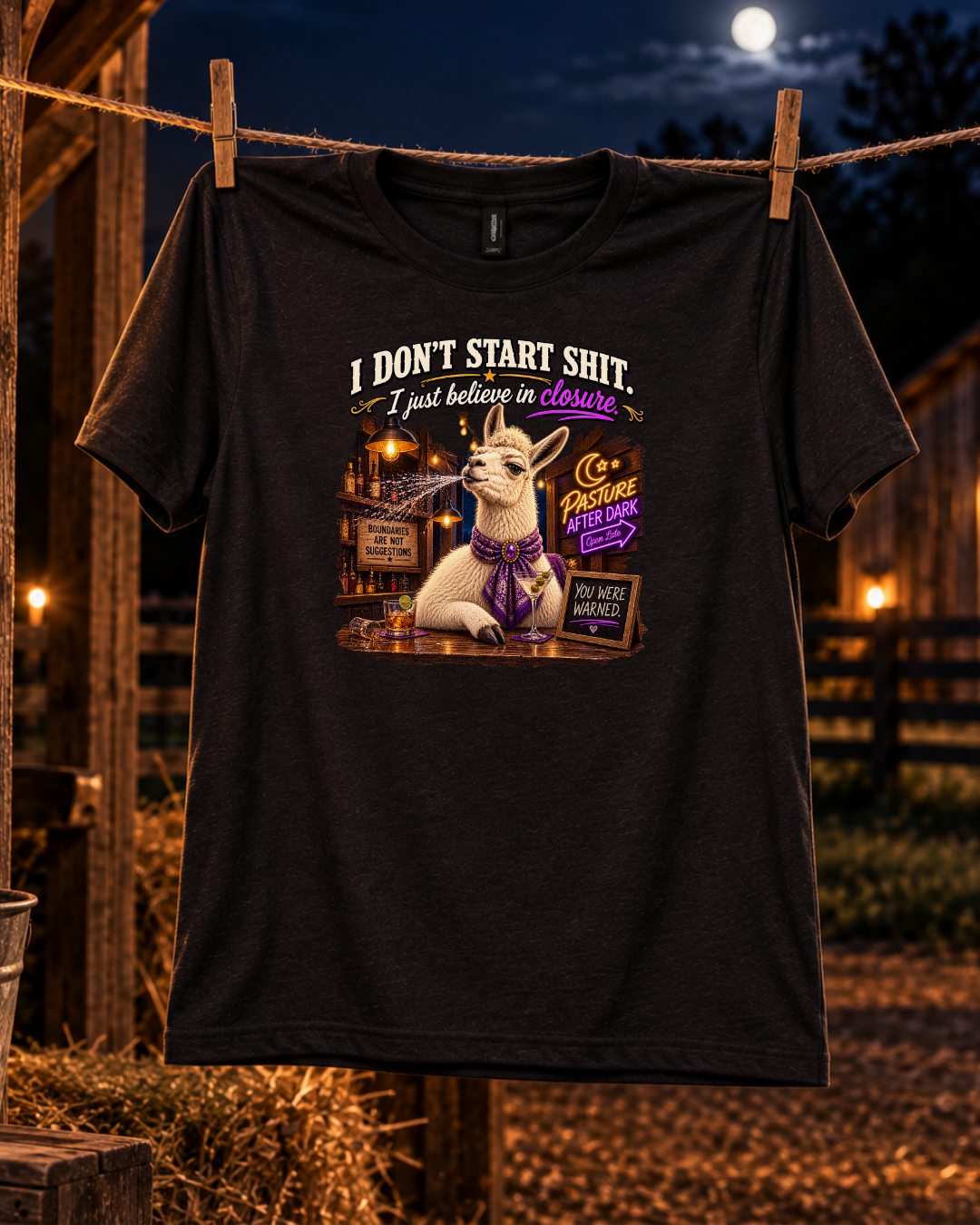 I Don't Start Shit llama shirt product image