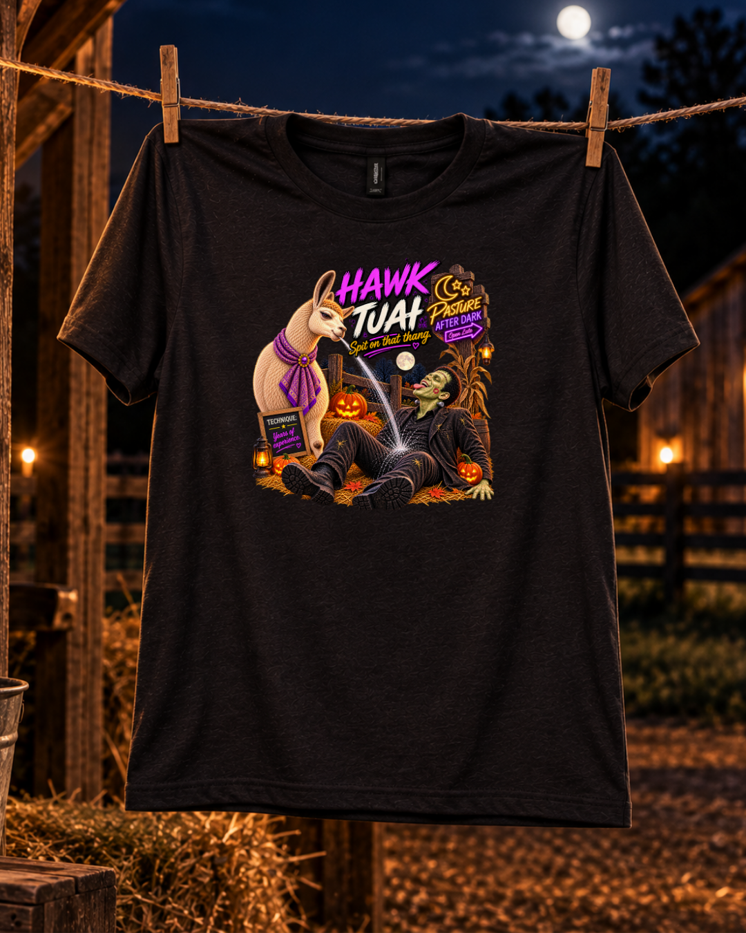 Hawk Tuah Halloween llama shirt product image
