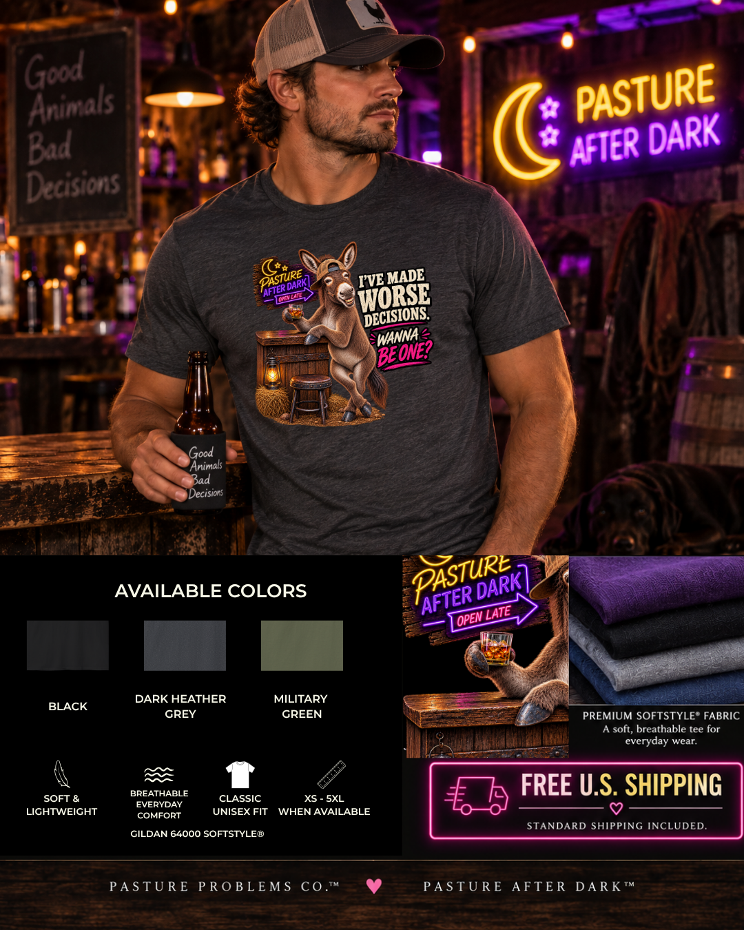 Cletus I've Made Worse Decisions adult donkey shirt mockup
