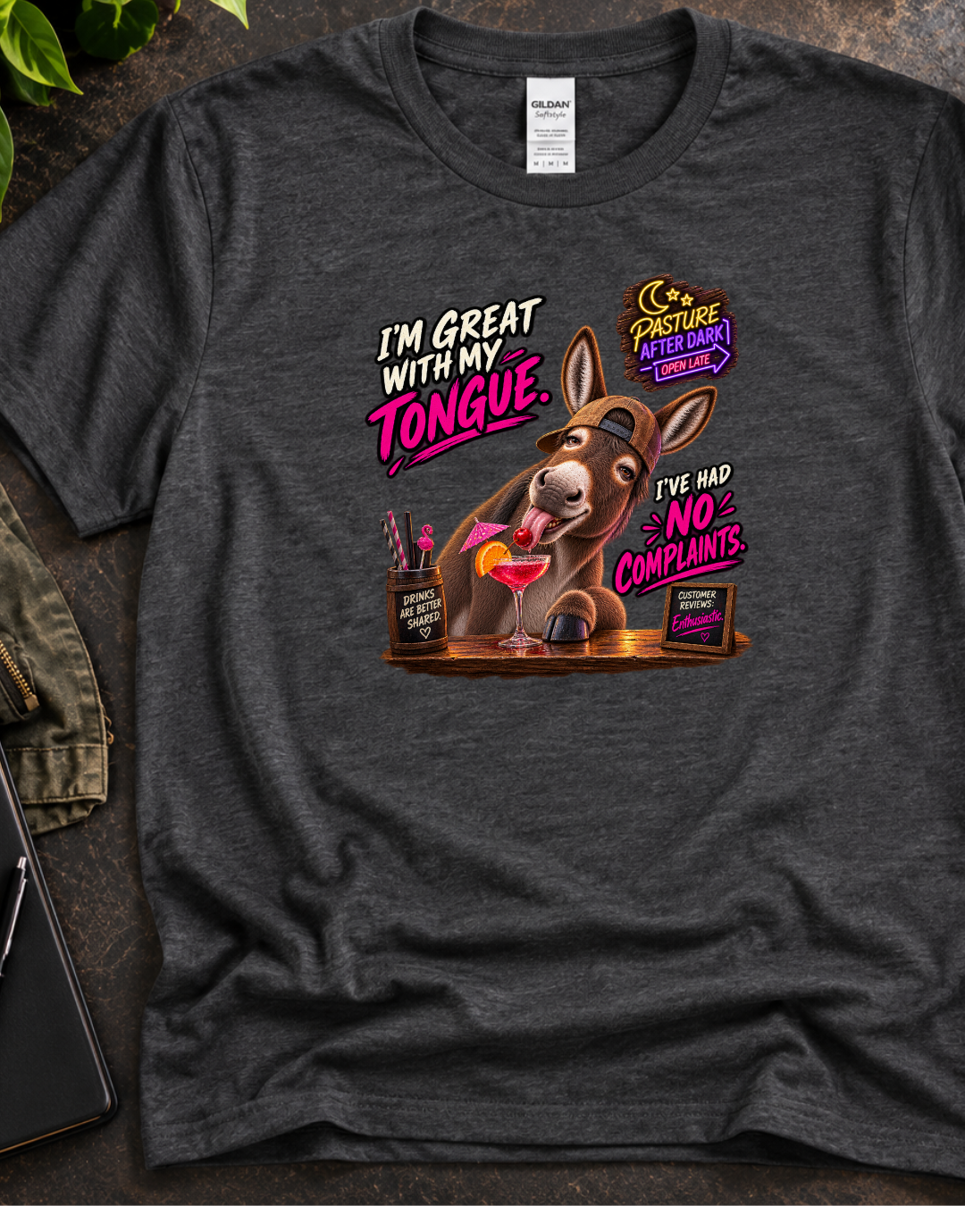 Great With My Tongue donkey humor shirt product image