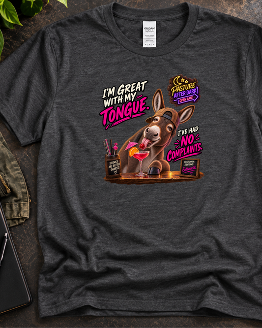 Great With My Tongue donkey humor shirt product image