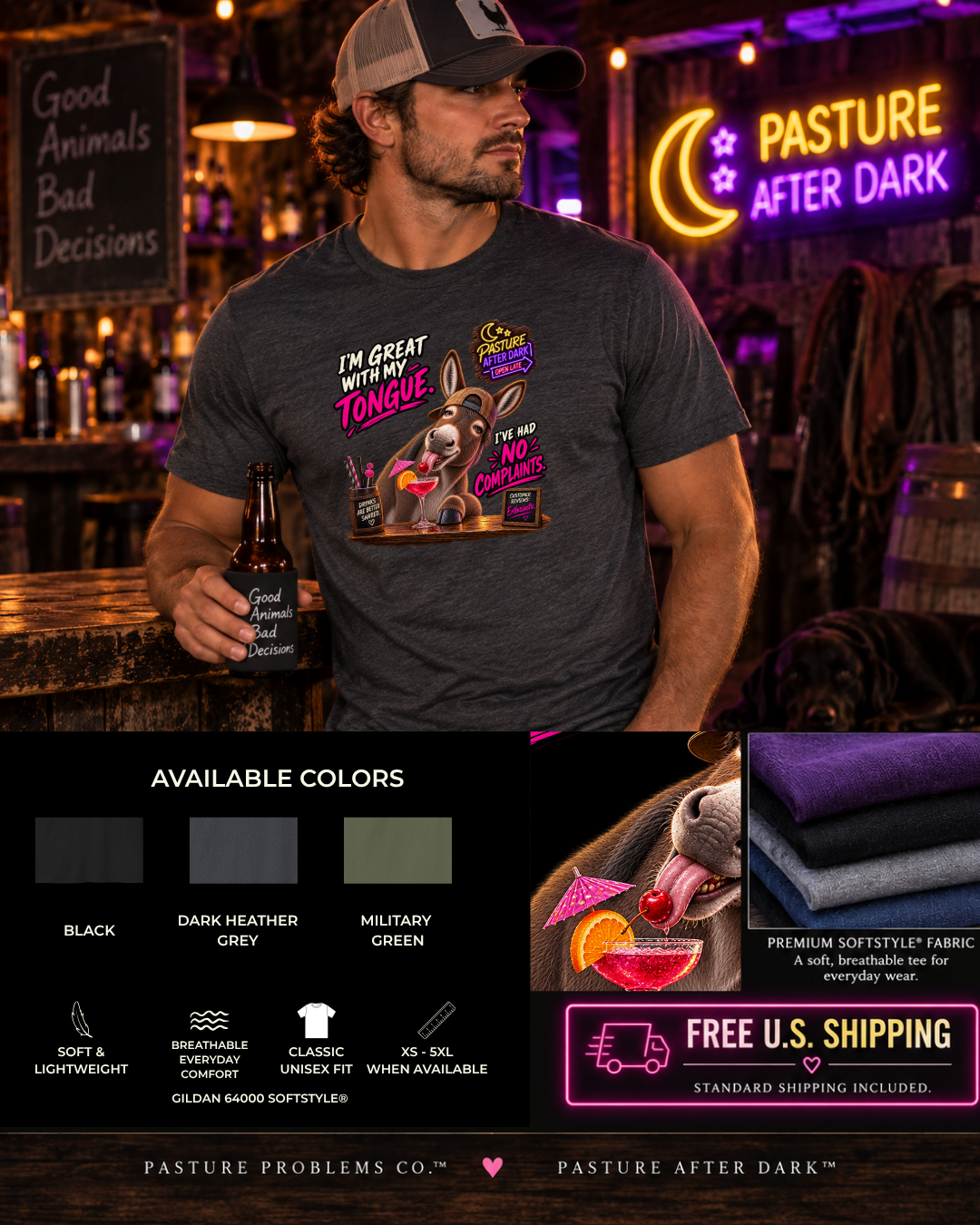 Cletus Great With My Tongue adult donkey shirt mockup