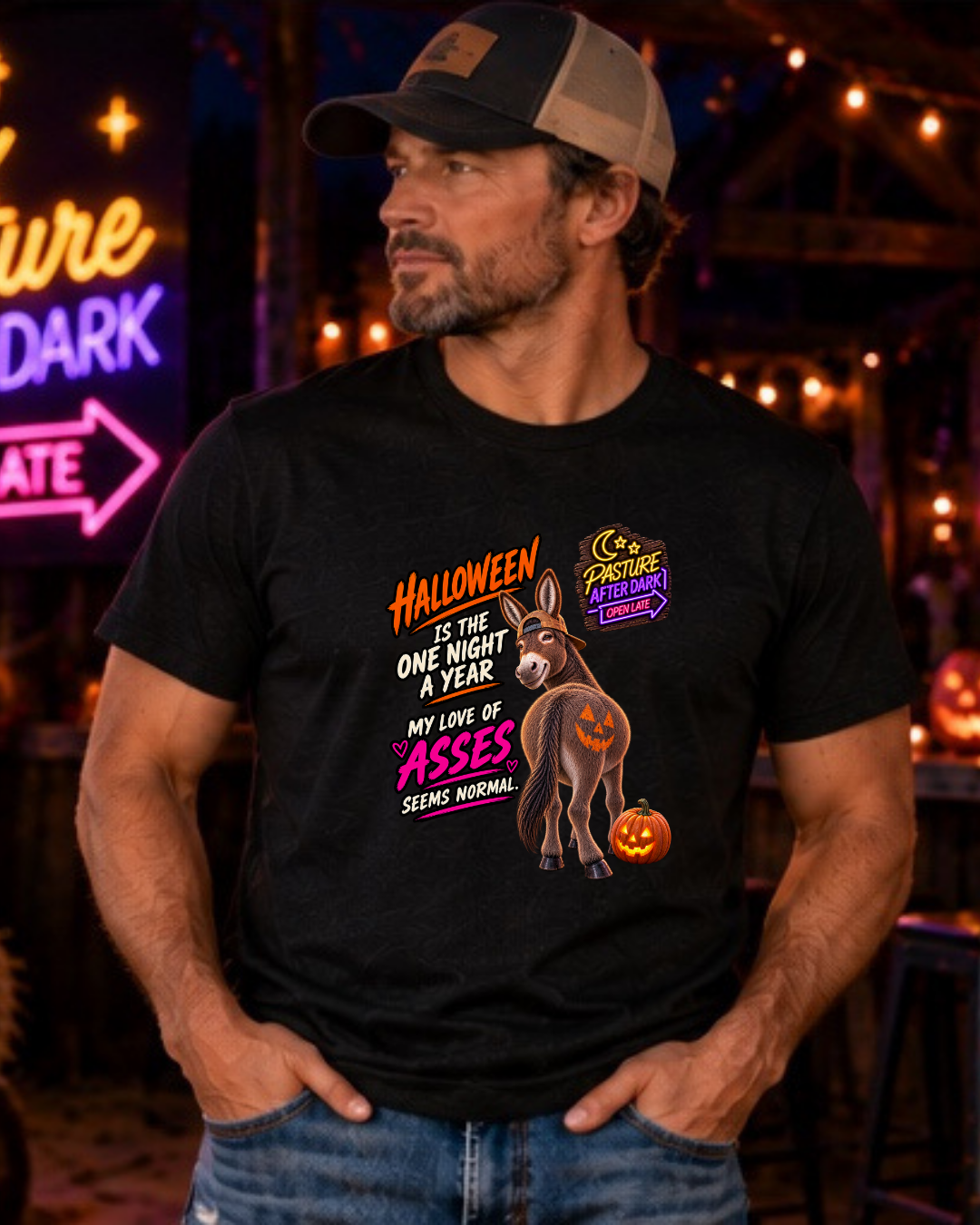 Cletus adult donkey Halloween shirt product mockup
