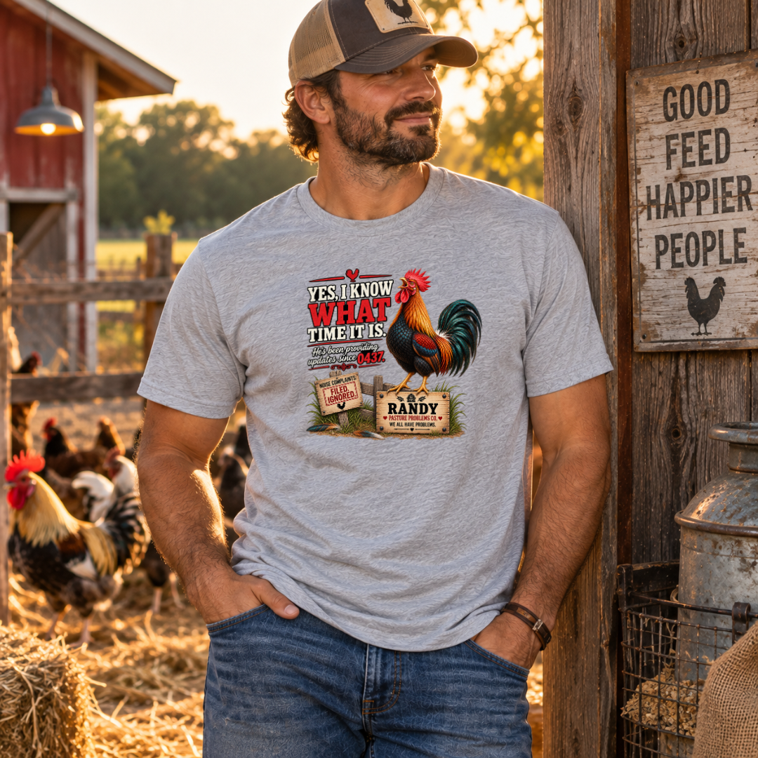 Pasture Problems Co. Randy chicken keeper humor shirt