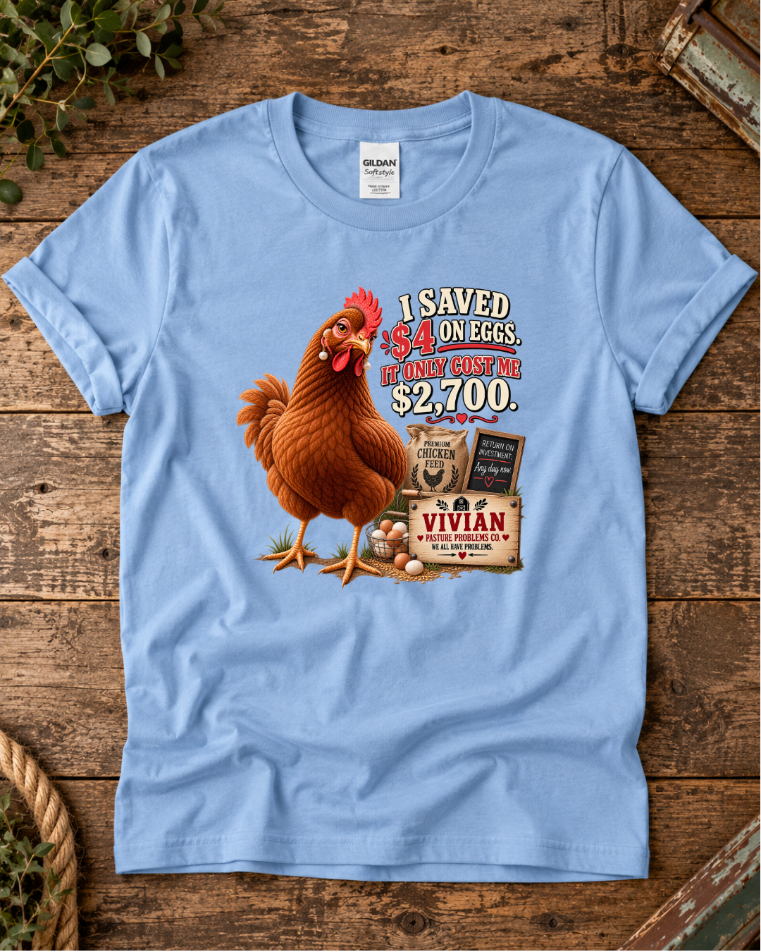 Pasture Problems Co. Vivian egg and flock humor shirt
