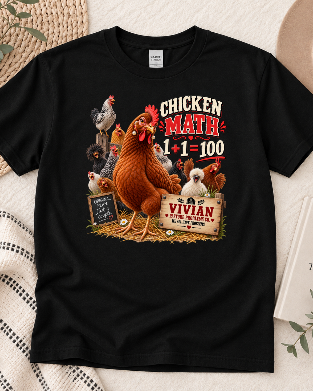 Funny Chicken Math T-shirt featuring Vivian