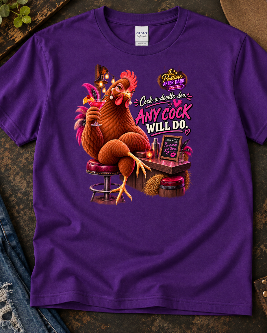 Any Cock Will Do poultry humor shirt product image