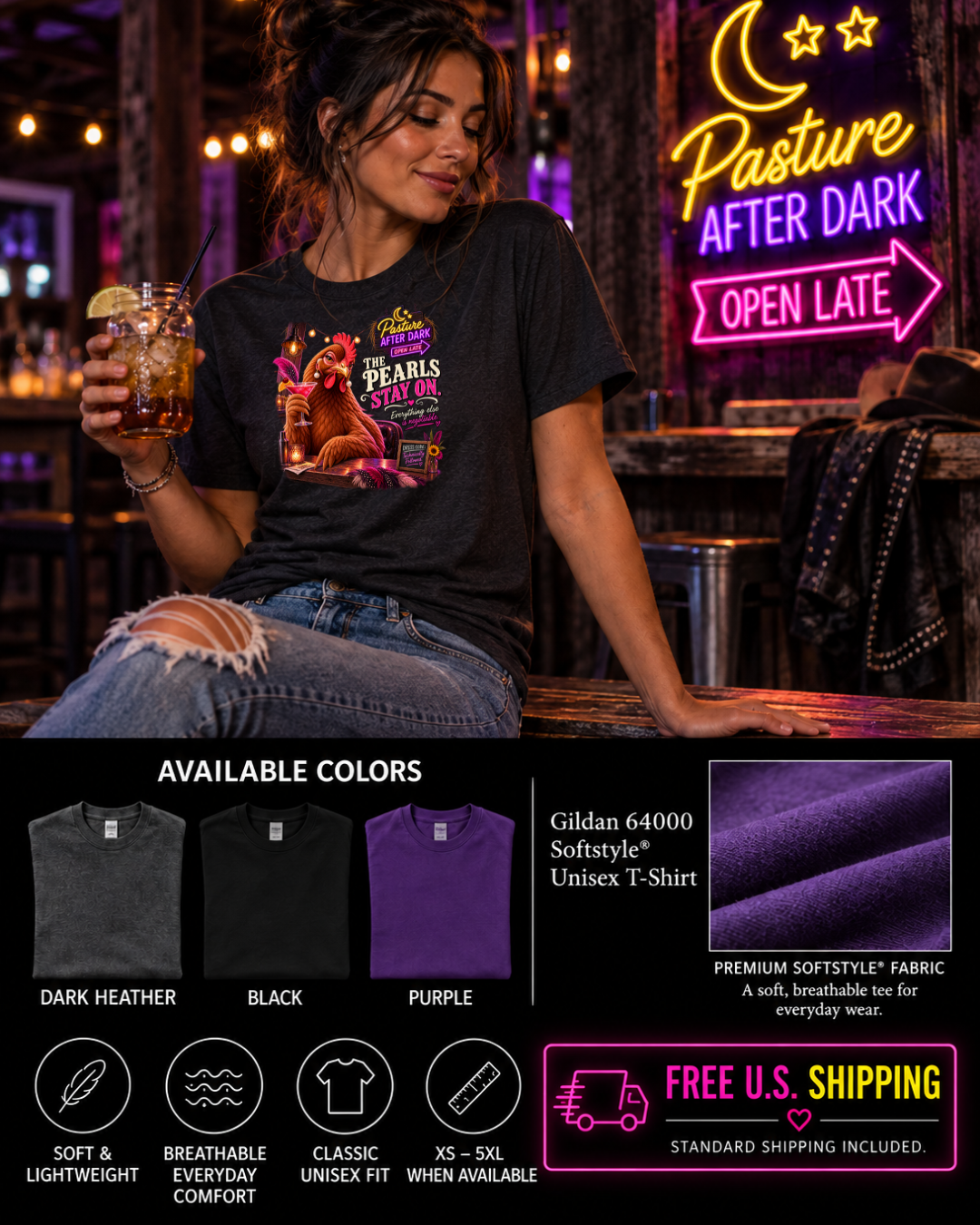 Vivian The Pearls Stay On adult chicken shirt product mockup