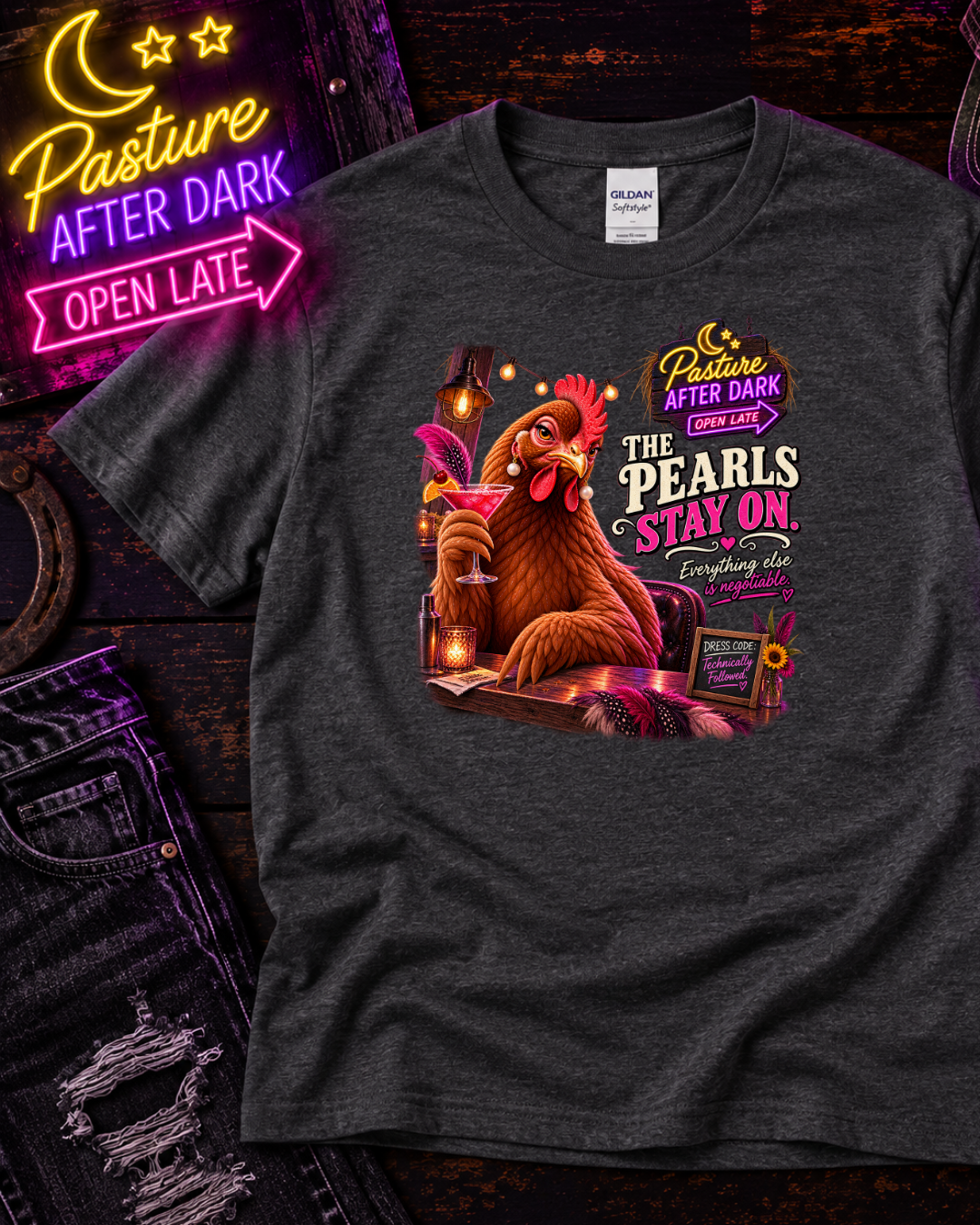 Funny adult chicken T-shirt featuring Vivian