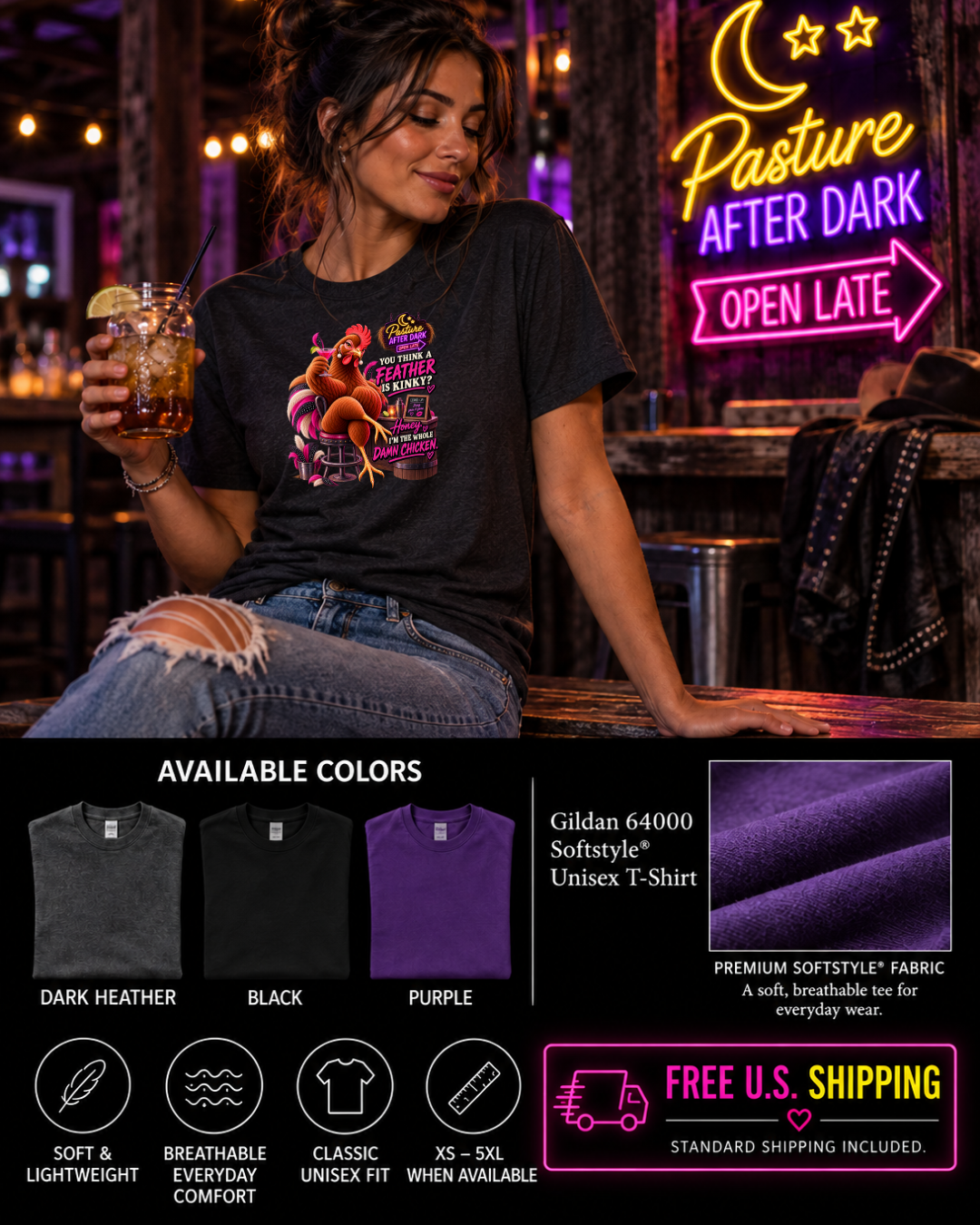 Vivian You Think a Feather Is Kinky adult chicken shirt mockup