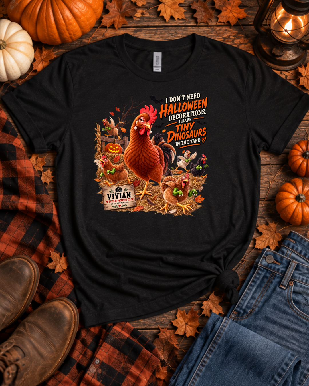 Pasture Problems Co. Vivian tiny dinosaurs poultry shirt