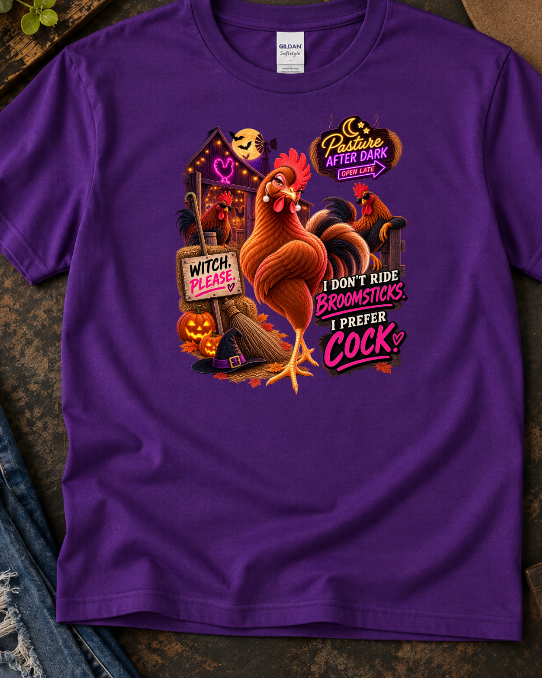 Pasture After Dark funny adult chicken Halloween T-shirt