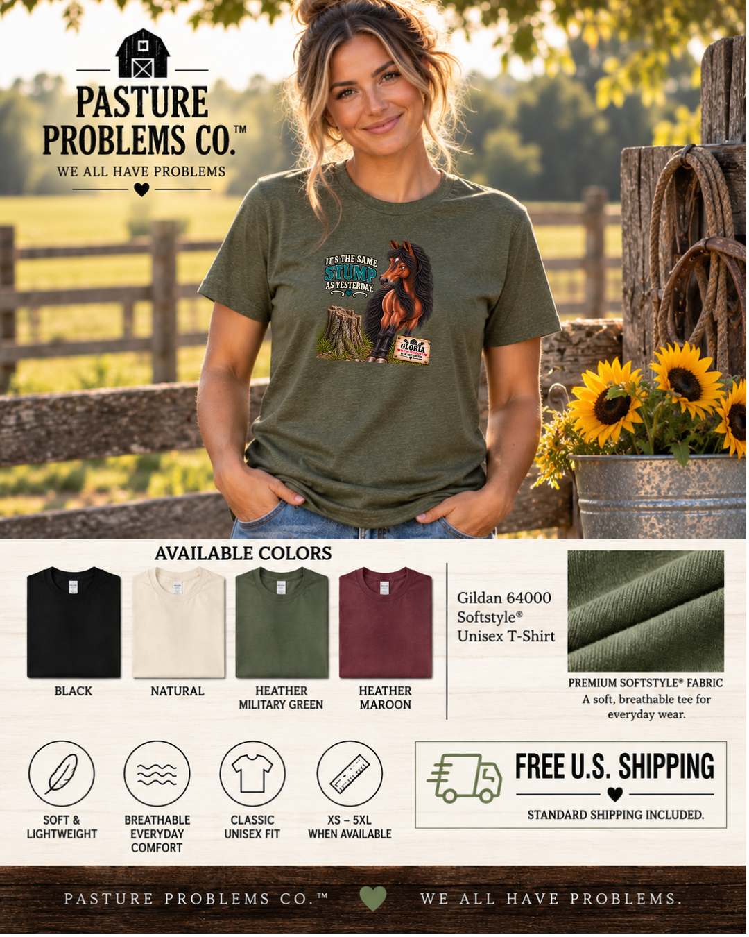 It’s the Same Stump as Yesterday – Gloria Horse T-Shirt — Gloria horse shirt product image